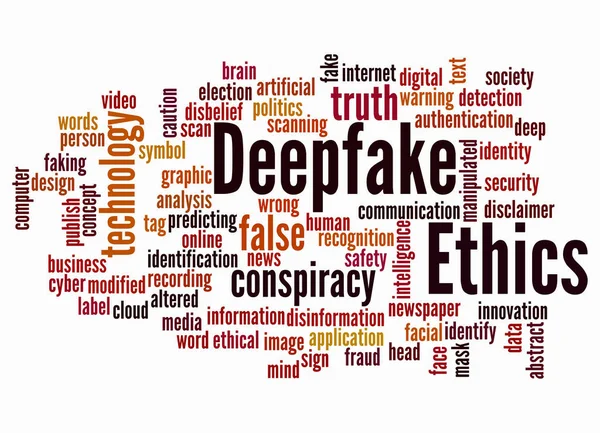 Deepfake Ethics Kavramına Sahip Kelime Bulutu Sadece Metin Ile Oluşturulur — Stok fotoğraf