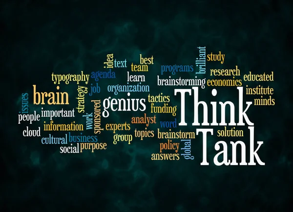 Word Cloud Koncepcją Think Tank Tworzyć Tylko Tekstem — Zdjęcie stockowe