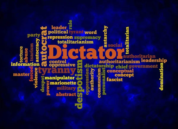 具有Dictator概念的Word Cloud只使用文本创建 — 图库照片