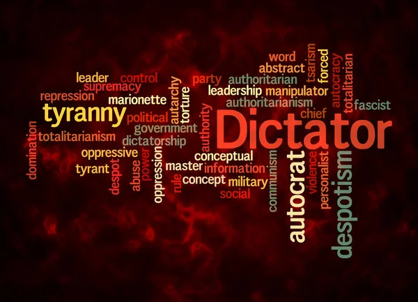 Word Cloud Концепцією Dictator Створюється Тільки Текстом — стокове фото