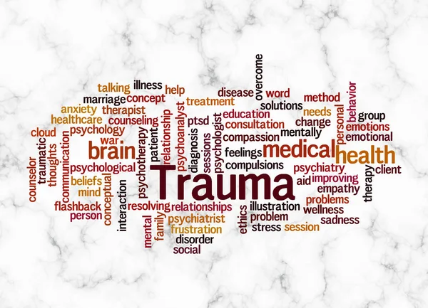 Word Cloud Koncepcją Trauma Tworzyć Tylko Tekst — Zdjęcie stockowe