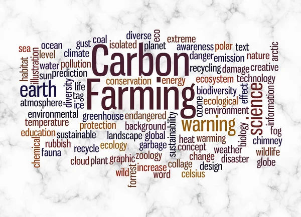 Word Cloud Концепцією Carbon Farming Створюється Тільки Текстом — стокове фото