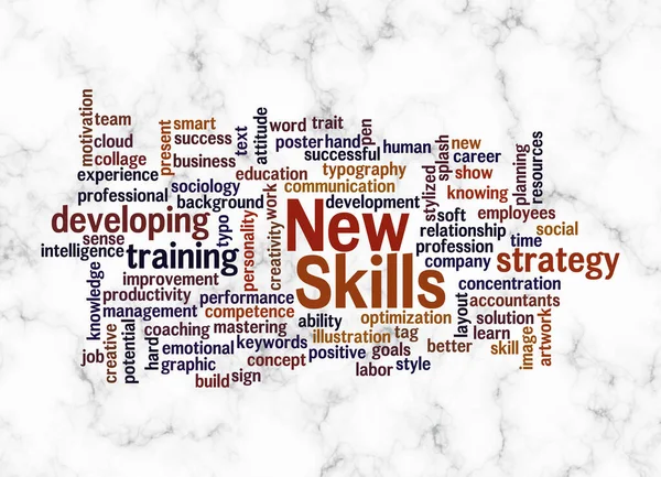 Word Cloud New Skills Concept Create Text Only — Stock fotografie