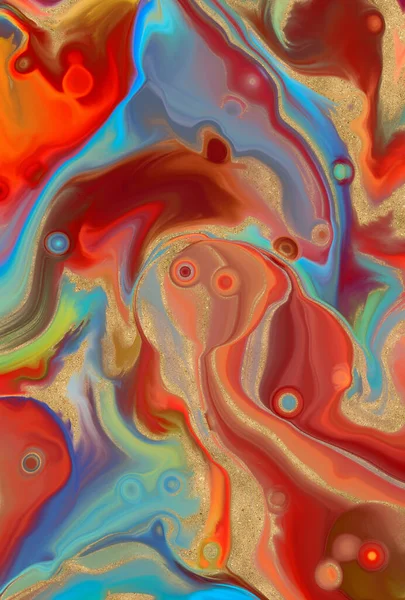多色抽象 丙烯酸液体艺术背景 3D说明 — 图库照片