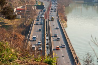 Georgia, Tbilisi - December 30, 2021: Traffic on city street.