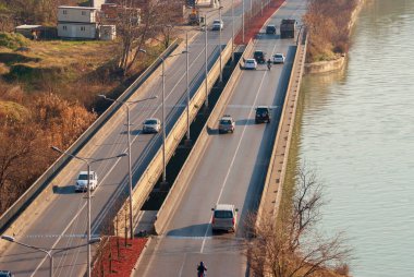 Georgia, Tbilisi - December 30, 2021: Traffic on city street.