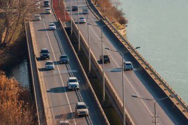 Georgia, Tbilisi - December 31, 2021: Traffic on city street.