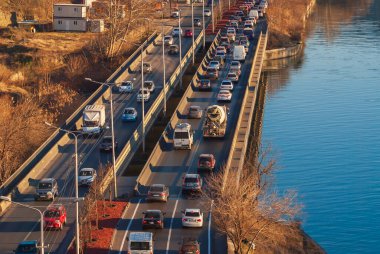 Georgia, Tbilisi - February 12, 2022: Traffic on city street.