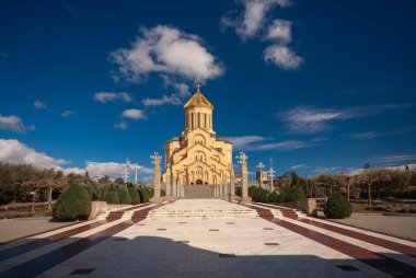 Georgia, Tbilisi - March 28, 2022: View of Holy Trinity, Sameba church in Tbilisi.