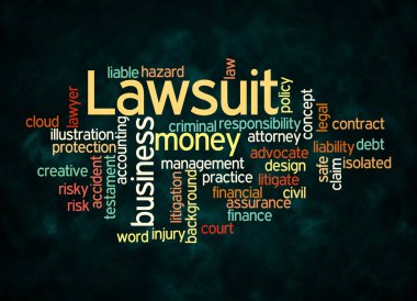 LAWSUIT kavramına sahip Kelime Bulutu sadece metin ile oluşturulur.