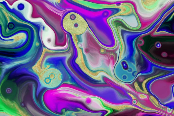 多色抽象 丙烯酸液体艺术背景 3D说明 — 图库照片