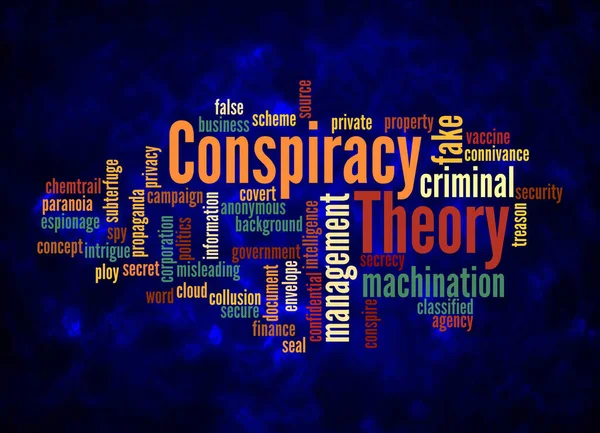 Word Cloud Conspiracy Theory Concept Create Text Only — Stock fotografie