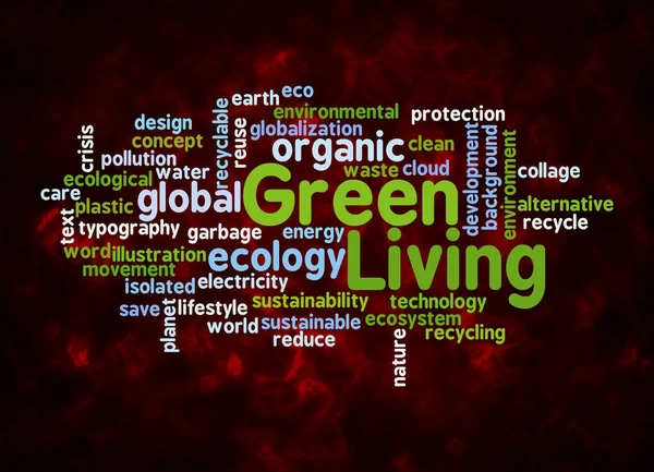 Word Cloud Green Living Concept Create Text Only — Stock fotografie