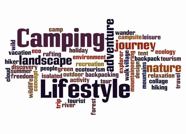 Word Cloud Концепцією Camping Lifestyle Створюється Тільки Текстом — стокове фото