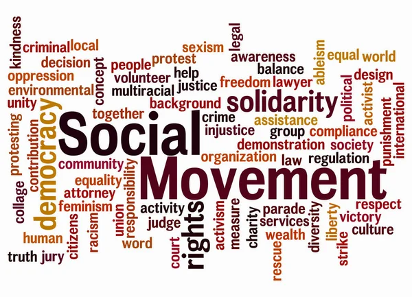 Word Cloud Концепцією Social Movation Створити Тільки Текстом — стокове фото