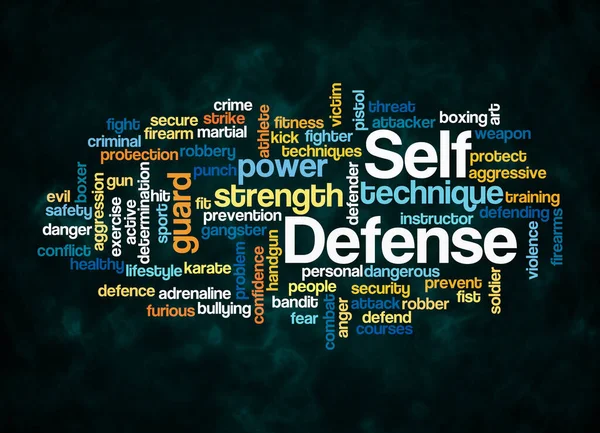 Word Cloud Self Defenseの概念はテキストのみで作成されます — ストック写真