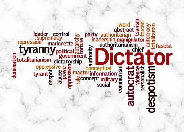 Word Cloud Концепцією Dictator Створюється Тільки Текстом — стокове фото