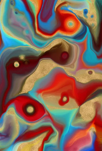 Multicolor abstract, Acrylic pour fluid art background. 3d illustration.