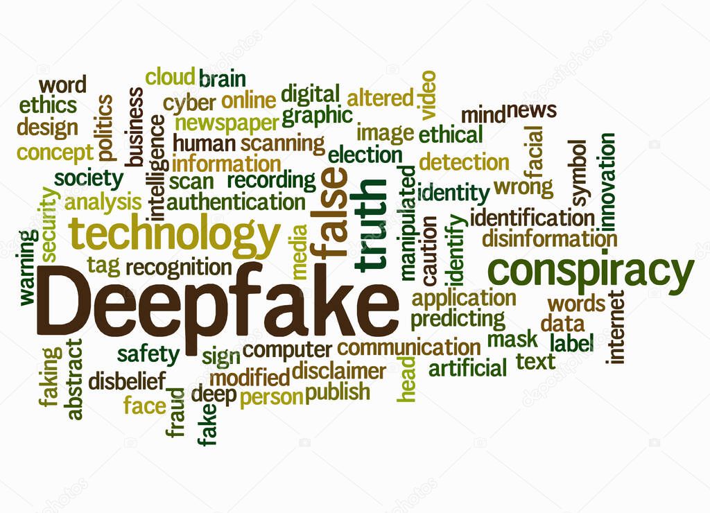 Word Cloud with DEEPFAKE concept create with text only.