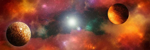 Unknown planet from outer space. Space nebula. Cosmic cluster of stars. Outer space background. 3D Illustration.
