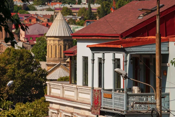 Грузия Тбилиси Сентября 2022 Года Дома Балконами Историческом Районе Тбилиси — стоковое фото