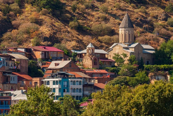 Грузия Тбилиси Сентября 2022 Года Дома Балконами Историческом Районе Тбилиси — стоковое фото