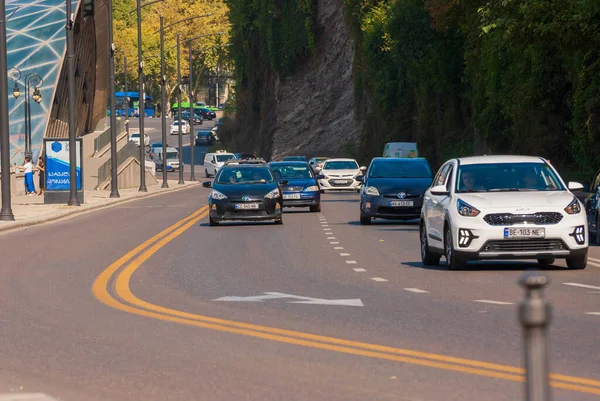 Gürcistan Tiflis Eylül 2022 Şehir Caddesinde Trafik — Stok fotoğraf