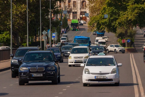 Georgia Tbiliszi 2022 Szeptember Forgalom Város Utcáján — Stock Fotó