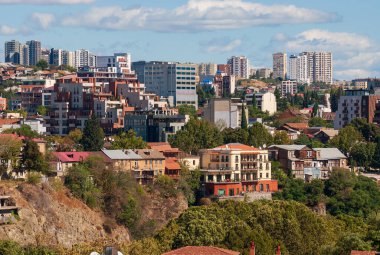 Gürcistan, Tiflis - 25 Eylül 2022 Tiflis 'i Akşam Görüşü. Georgia mı? Güzel Eski kasaba.