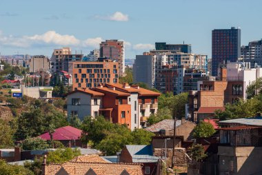 Gürcistan, Tiflis - 25 Eylül 2022 Tiflis 'i Akşam Görüşü. Georgia mı? Güzel Eski kasaba.