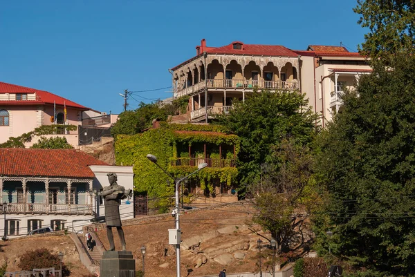 Geórgia Tbilisi Setembro 2022 Casas Com Varandas Bairro Histórico Tbilisi — Fotografia de Stock