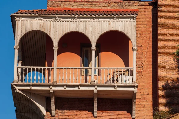 Georgien Tbilisi September 2022 Hus Med Balkonger Den Historiska Stadsdelen — Stockfoto