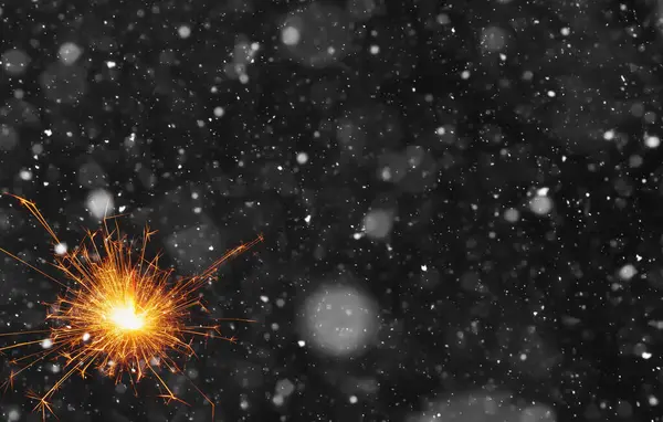 Brandende Ster Abstracte Besneeuwde Achtergrond Nieuwjaarsfeest Illustratie — Stockfoto
