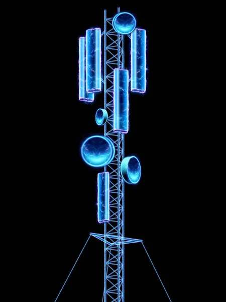 5G towers, fifth generation mobile communications, Wi-Fi and telecommunications antenna. 5G standard, signal transmission technologies, high-speed mobile Internet. 3D render, 3D illustration