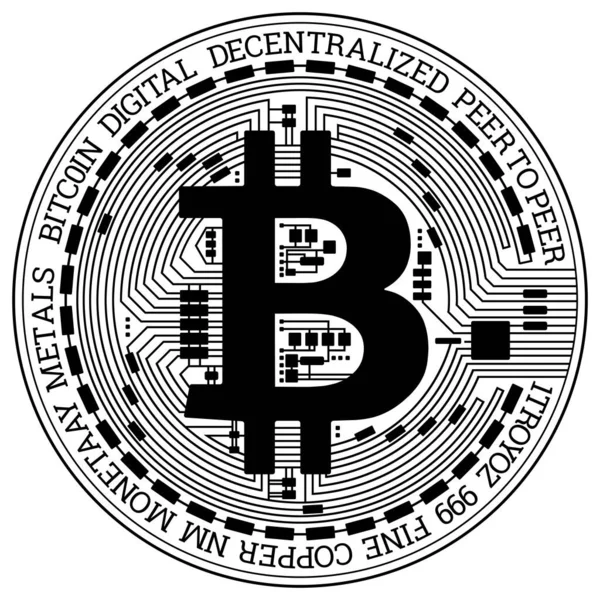 Beyaz Arka Plandaki Bitcoin Yaratıcı Arkaplanı Izole Eder Kripto Para — Stok fotoğraf