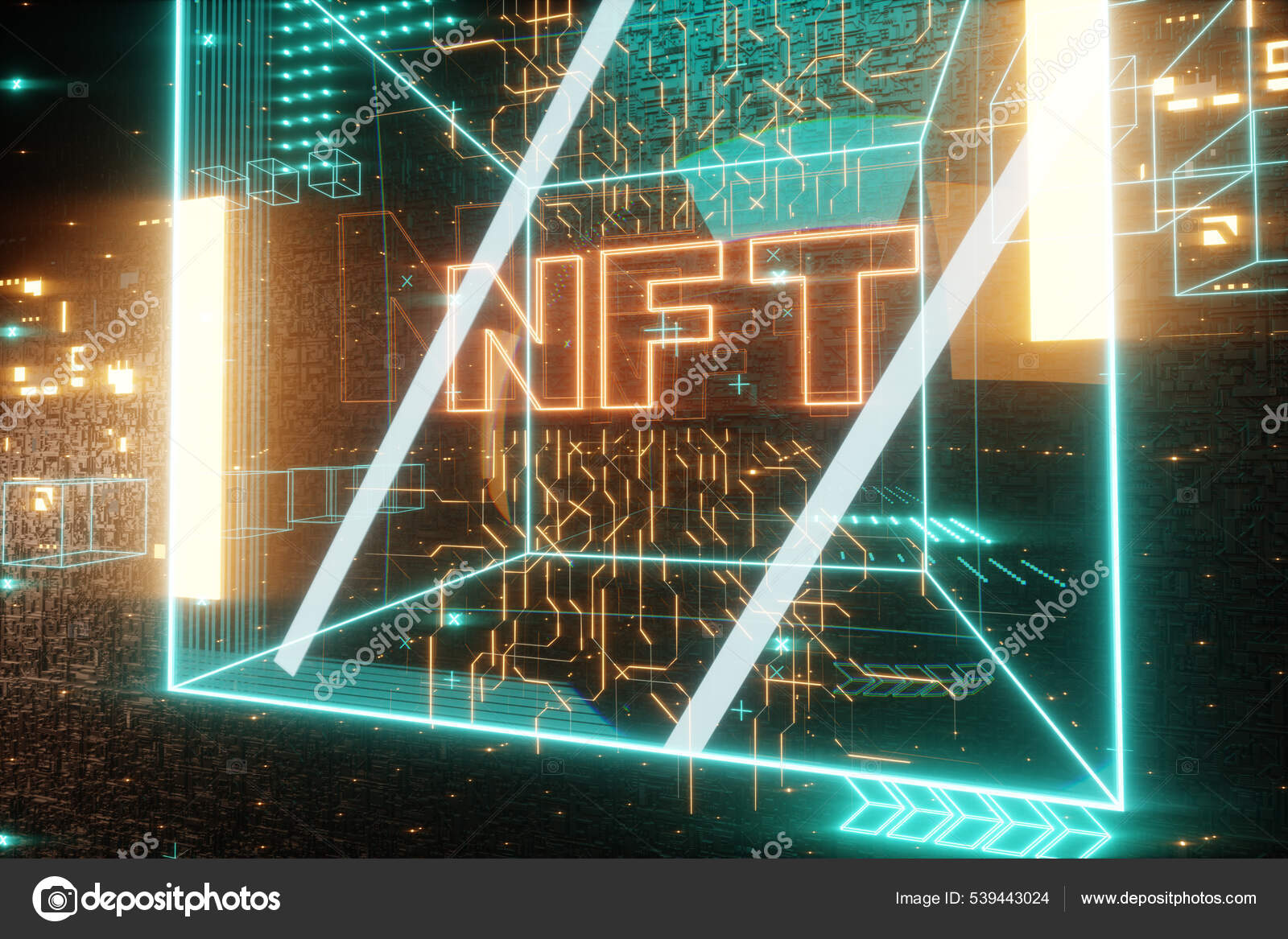 Nft Digital Art Non Fungible Token Blockchain Technology Cryptographic Data  — Stock Photo © MarkoAliaksandr #539443024