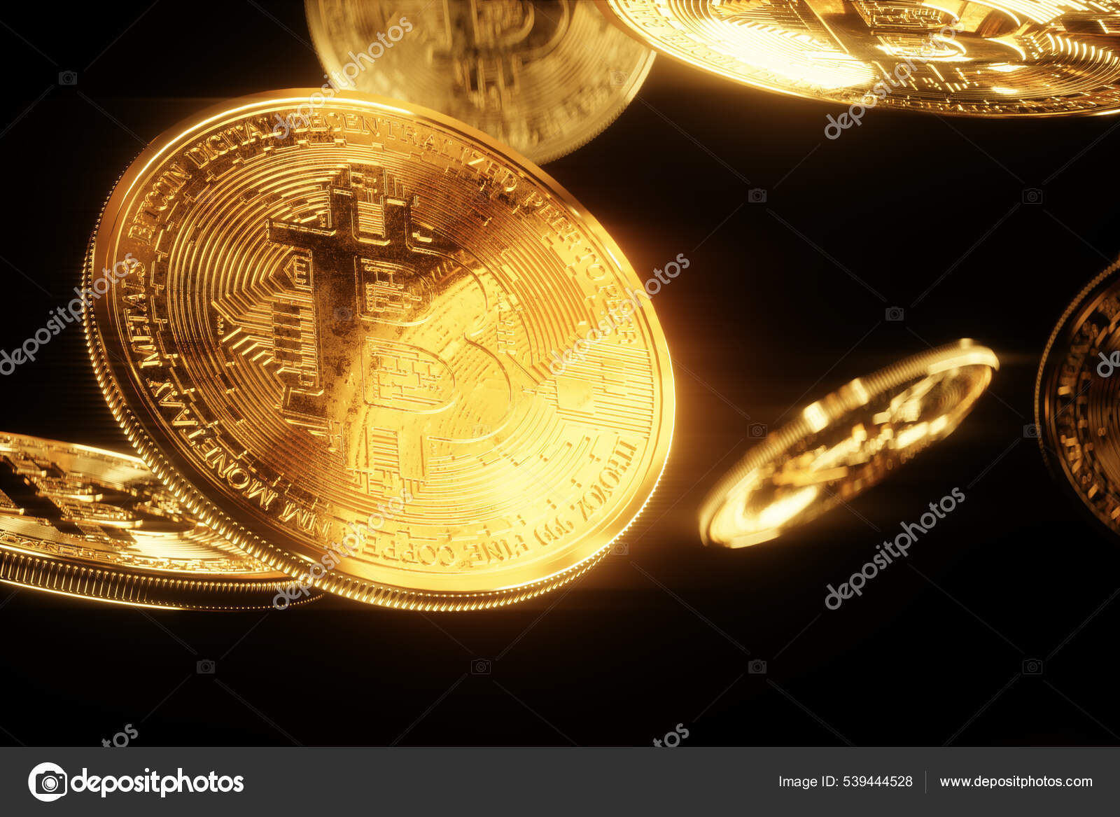 Gold Bitcoin Coins Isolated Black Background Isolate Blockchain Technology  Block — 스톡 에디토리얼 사진 © MarkoAliaksandr #539444528