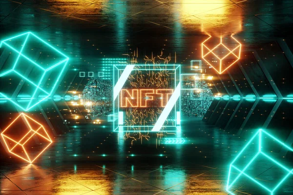 Nft Digital Art Non Fungible Token Blockchain Technology Cryptographic Data — стоковое фото