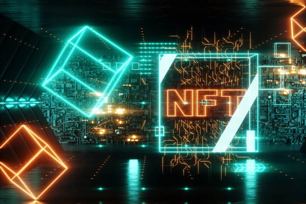 Nft Digital Art Non Fungible Token Blockchain Technology Cryptographic Data — стоковое фото