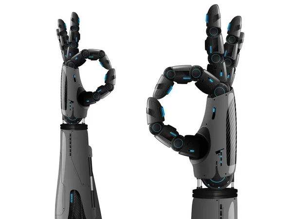 Android Robot Hand Isolerad Vit Bakgrund Framtidskoncept Artificiell Intelligens Manipulatorer — Stockfoto