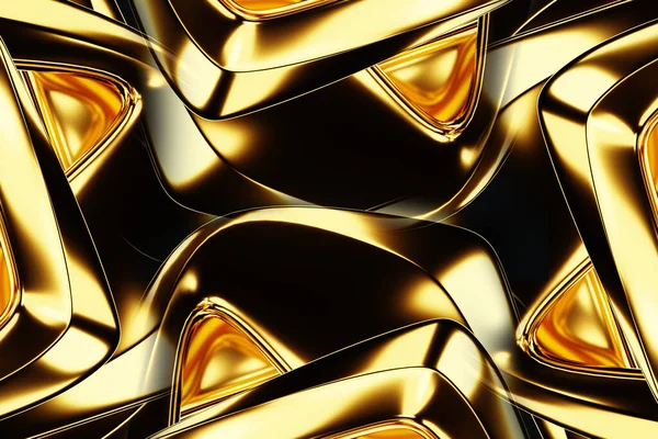 Dark Gold Background Abstract Figure Luxurious Golden Shapes Black Background — Fotografia de Stock