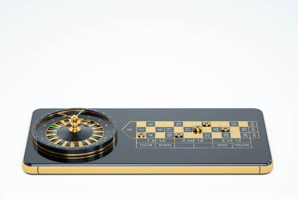 Amerikanska Roulette Hjul Smartphone Skärm Online Casino Begreppet Spelapplikationer Internet — Stockfoto