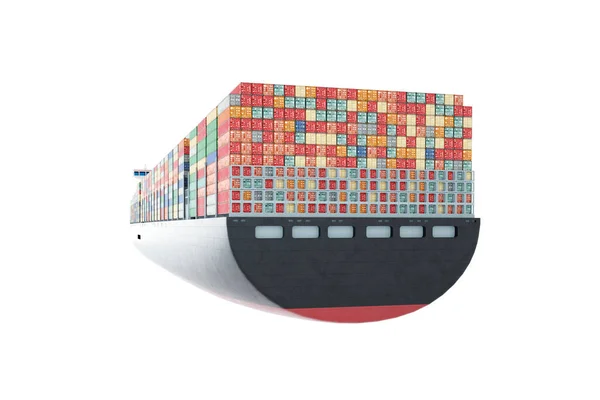 Riesiges Schiff Mit Containern Isoliert Auf Weißem Hintergrund Internationaler Güterverkehr — Stockfoto