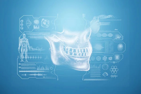 Medical Poster Human Skull Anatomy Jaw Ray Teeth Snapshot Doctor — Stock Photo, Image