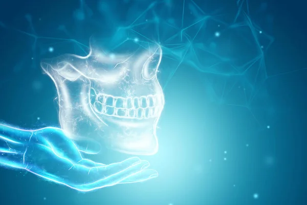 Medical Poster Human Skull Anatomy Jaw Ray Teeth Snapshot Doctor — Stock Photo, Image