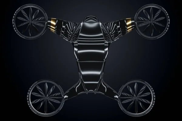 飞车黑色和金色风格在黑暗的背景 高档汽车 豪华风格 汽车业 3D图解 3D渲染 — 图库照片