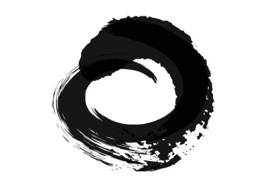 Siyah renkli çember fırça darbeleri arka plan tasarım ögesi efekti 