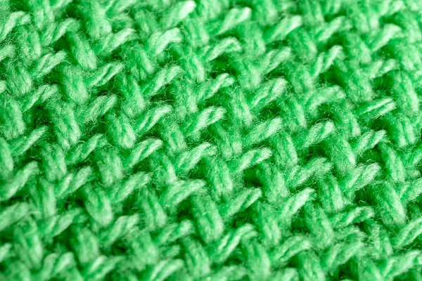 Struttura Fondo Tessuto Lavorato Maglia Modello Verde Cotone Lana Primo — Foto Stock