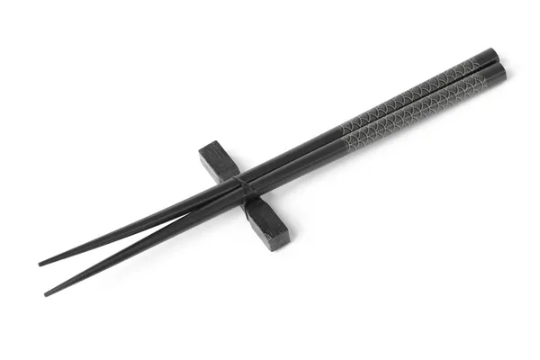 孤立的两个黑筷子 — 图库照片