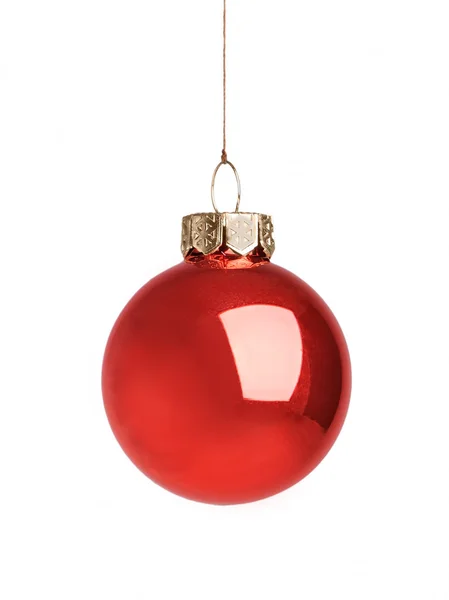 Jedną piłkę Boże Narodzenie czerwony na białym tle — Zdjęcie stockowe